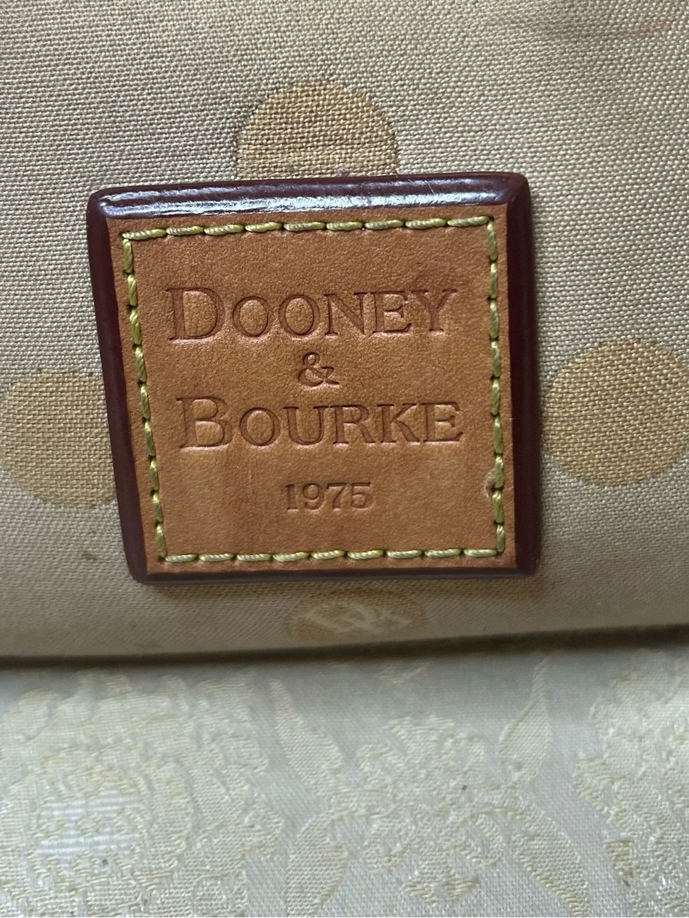 Y2K Dooney & Bourke BeigeTan Signature Polka Dot Shoulder Bag